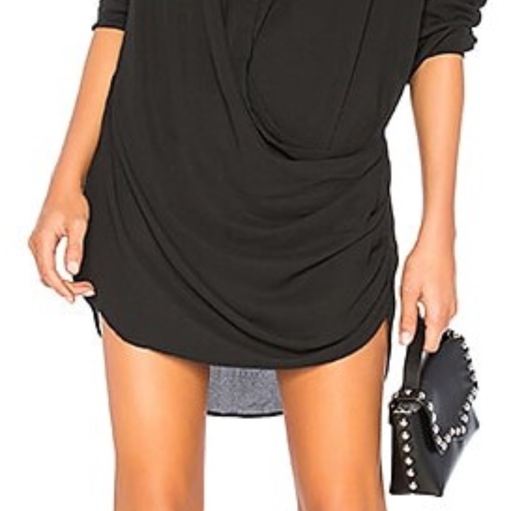 Kris Small Black Button Down Draped Mini dress